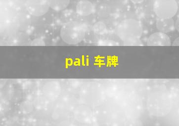 pali 车牌